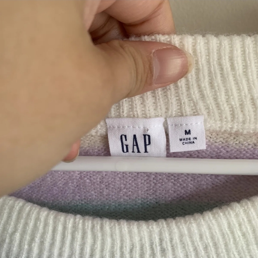 GAP Multicolor Striped Crew Neck Sweater Oversized Size Medium - Picture 2 of 12